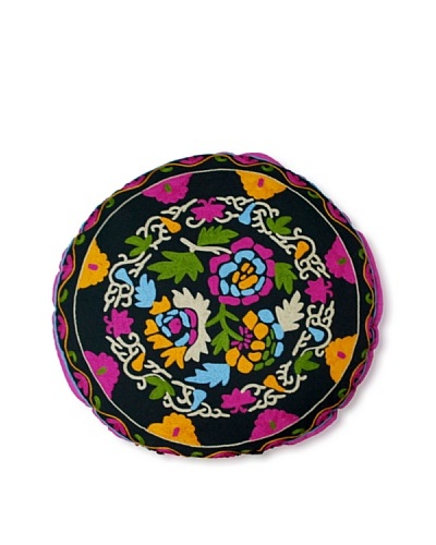 Modelli Creations Hand Embroidered Crewel Work Floor Pillow [Black/Multi]