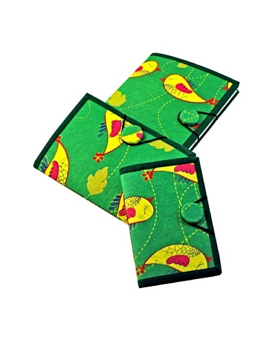 Modelli Creations Set of 3 Bird Journals, Green