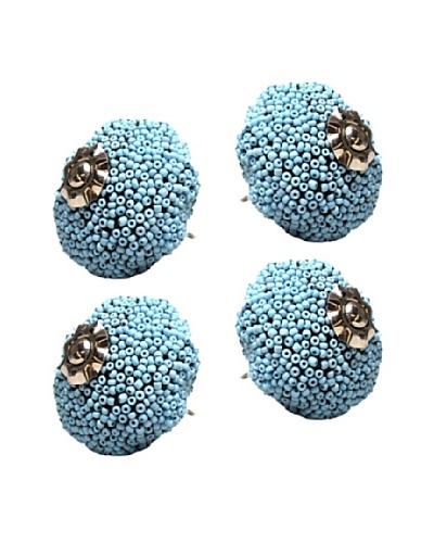 Modelli Creations Set of 4 Blue Beaded Decorative Knobs