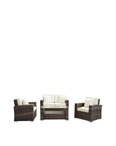 Modway Carmel 4-Piece Outdoor Patio Sofa Set, Brown/White