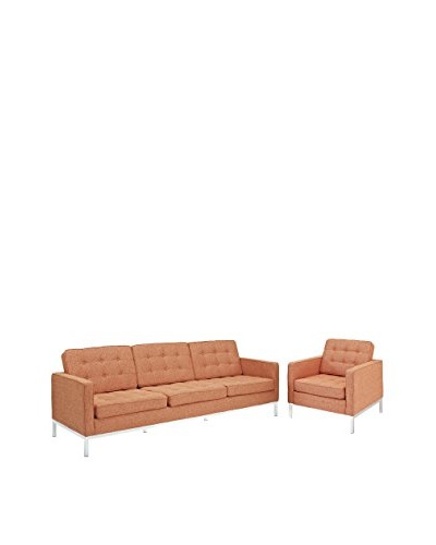 Modway Loft Armchair & Sofa Set, Orange Tweed