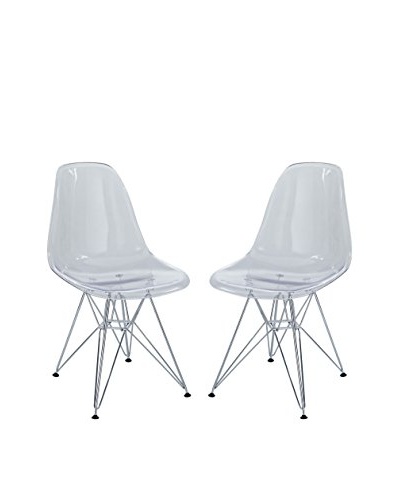 Modway Set of 2 Paris Dining Side Chairs, Clear