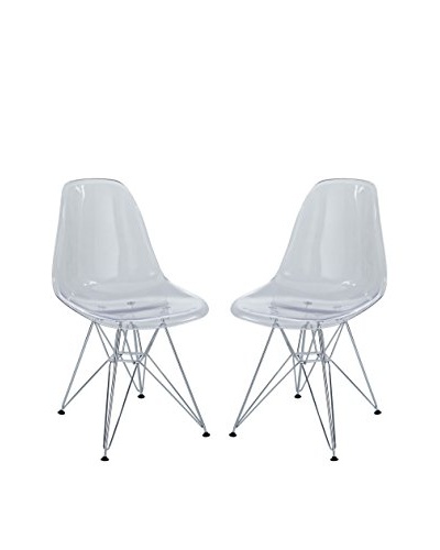 Modway Set of 2 Paris Dining Side Chairs, Clear