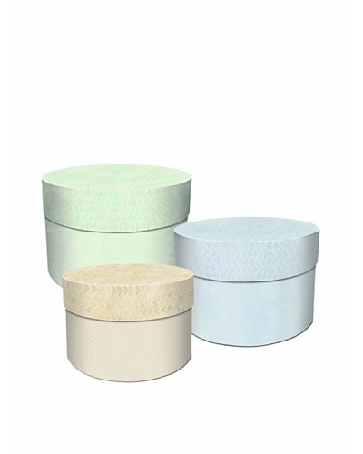Molly & Rex Set of 3 Luxe Linen Textured Big Round Boxes