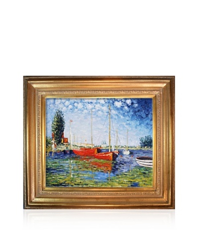 Claude Monet Red Boats at Argenteuil Framed Oil Painting, 20 x 24
