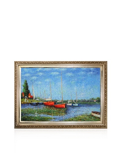 Claude Monet Red Boats at Argenteuil Framed Oil Painting, 24 x 36