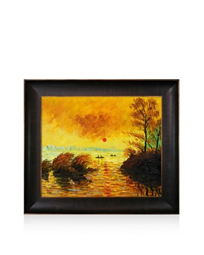Claude Monet Le Coucher Du Soleil La Seine Framed Oil Painting,  20 x 24