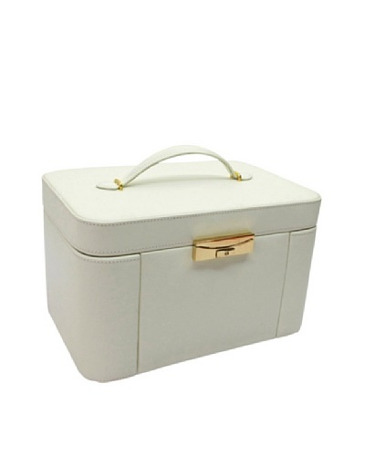 Morelle & Co. Embossed Grain Fine Leather Multi-Compartment Jewelry Chest, CreamAs You See