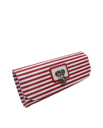 Morelle & Co. Classic Striped Travel Accessories Case with Lock and Key, RedAs You See