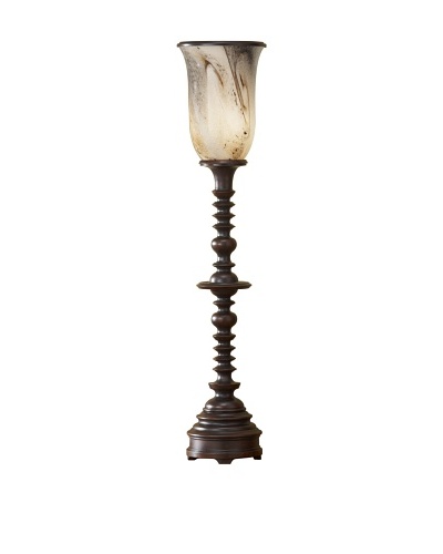 Feiss Sadri Table Torchiere, Dark Burlwood Finish