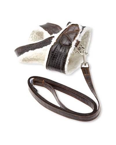 My Canine Kids Croco Fleece Lined Step-In Harness with Wrist Lead