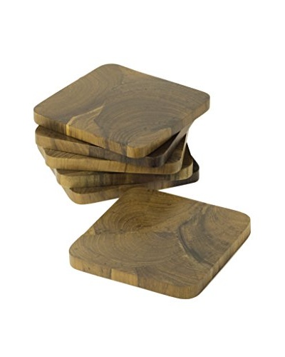 My Spirit Garden Set of 6 Reclaimed Teak Square Coasters