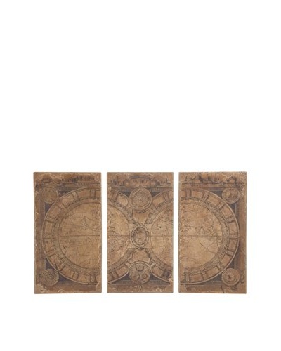 Wooden World Atlas Triptych