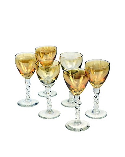 Set of 6 Vintage Iridescent Gold Cordial Glasses