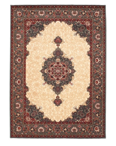 Royale Rug, Cream, Teal, 5′ 7″ x 7′ 8″