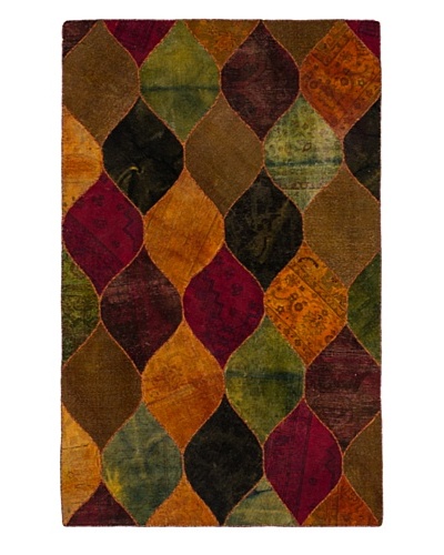 Hand-Knotted Andelz Wool Rug, Green/Orange, 5′ 1″ x 8′ 1″