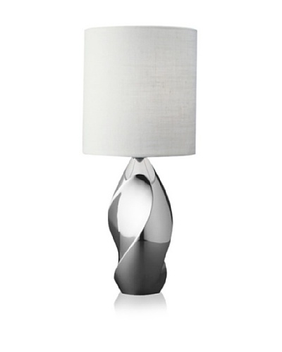 Nambe’ Twist Accent Lamp, Polished Alloy with White Shade