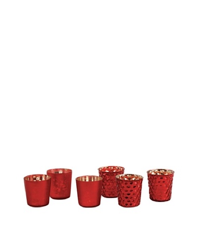 Napa Home & Garden Set of 6 Harvest Mercury Votives, Red