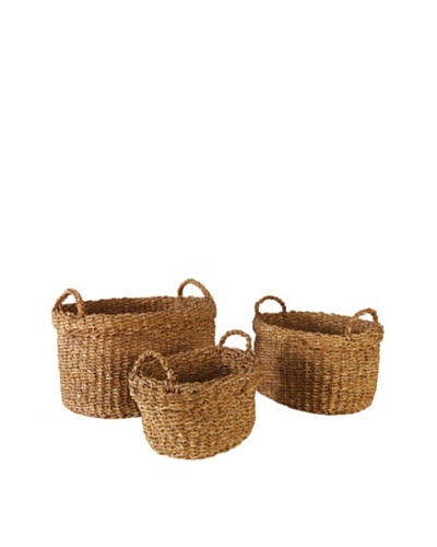 Napa Home & Garden Set of 3 Seagrass Oval Baskets with Cuff