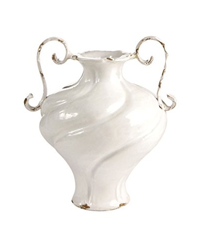 Napa Home and Garden Grazioso Footed Urn With Handles, Distressed White