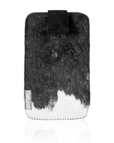 Natural Cowhide iPhone Case, Black/White, 2.5″ x 5″