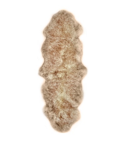 Natural Brand New Zealand Double Sheepskin Rug, Gradient Brown, 2′ x 6′