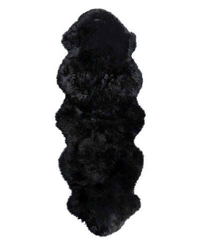 Natural Brand New Zealand Sheepskin Double Rug, Black, 2' x 6' Runner