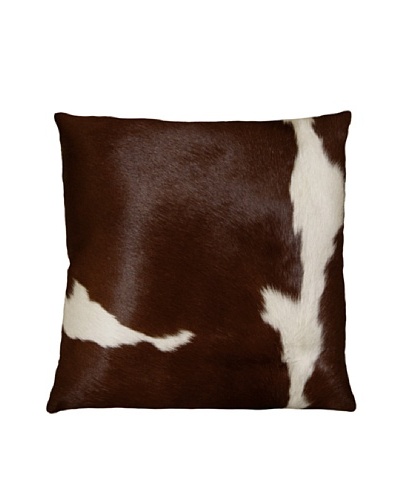 Natural Brand Torino Cowhide Pillow, Chocolate/White, 18″ x 18″