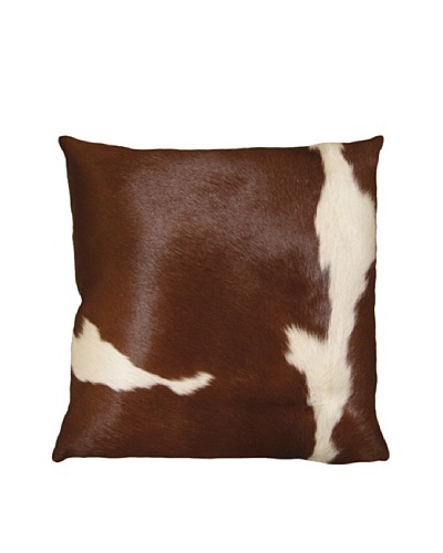 Natural Brand Torino Cowhide Pillow, Brown/White, 16″ x 16″