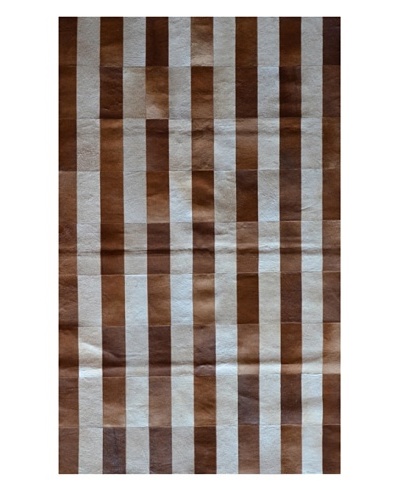 Natural Brand Stitch Hide Rug [Stripe Brown/White]