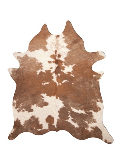 Natural Brand Kobe Cowhide Rug, Brown & White, 6' x 7'