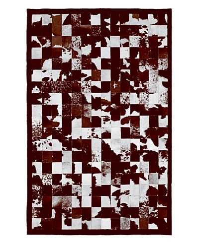 Natural Brand Barcelona Cowhide Patchwork Rug, Brown& White, 5′ x 8′