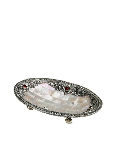 Neda Behman Mother of Pearl, Sterling Silver & Garnet Oval Dish