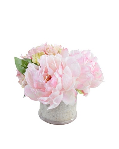 New Growth Designs Hydrangea, & Peony Arrangement in Clay Jar