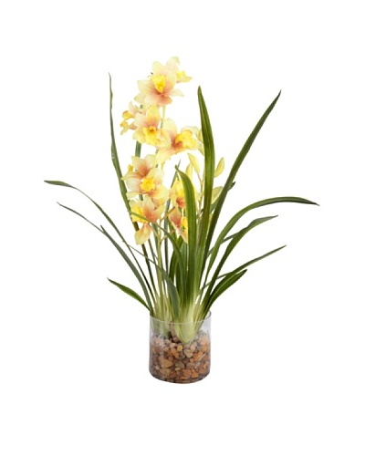 New Growth Designs Yellow-Red Cymbidium Vase