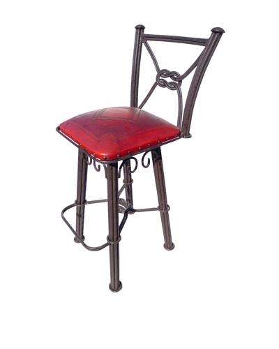 New World Trading Diamond Western Iron Barstool, Red