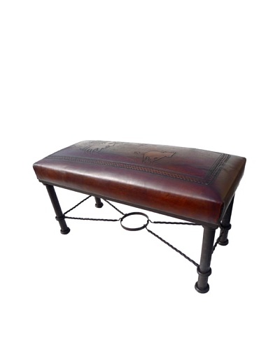 New World Trading Fernando Iron Bench, Antique Brown