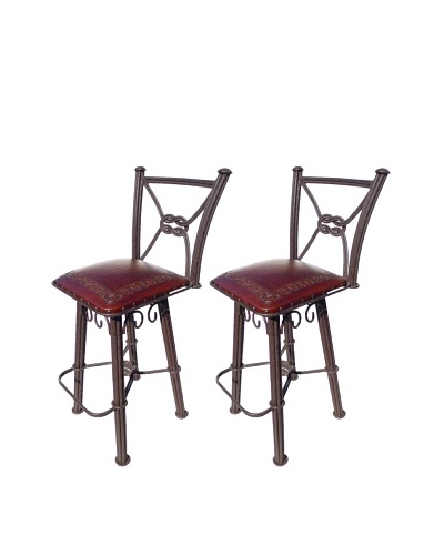 New World Trading Classic Western Iron Counter Stool With Back, Antique Brown