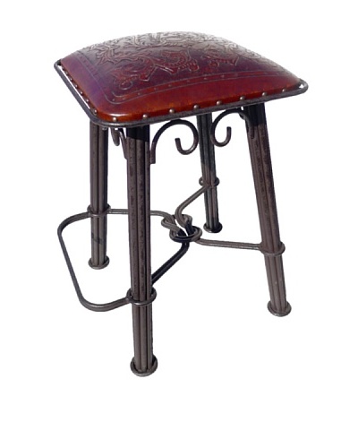New World Trading Colonial Western Iron Barstool, Antique Brown