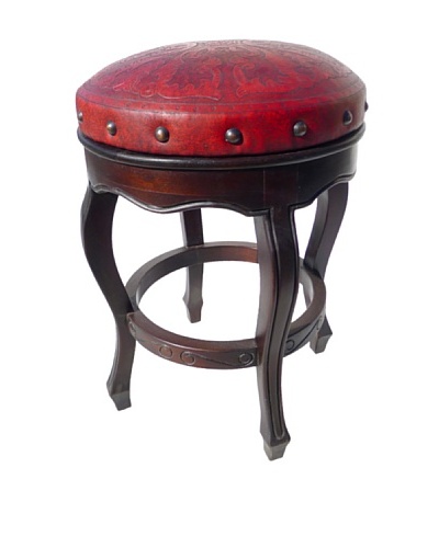 New World Trading Spanish Heritage Round Counter Stool, Red