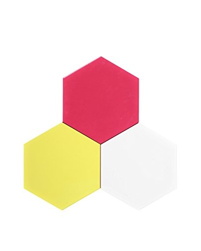 Nine6 Design Set of 3 Magnetic Dry Erasable Wall Panels, Yellow/Magenta/White