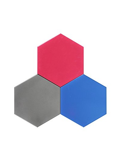 Nine6 Design Set of 3 Magnetic Dry Erasable Wall Panels, Magenta/Blue/Silver