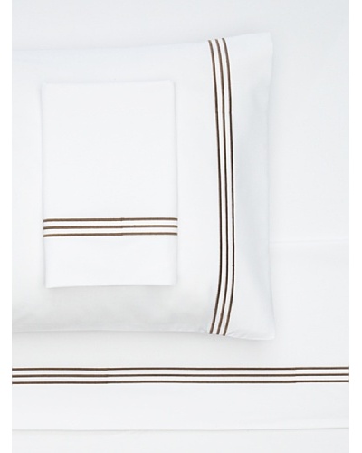 Nine Space Embroidered Sheet Set [White/Brown]