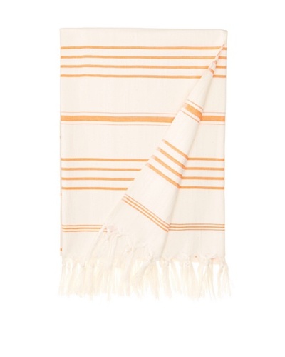 Nomadic Thread Society Turkish Hammam Throw/Towel, Natural/Orange, 71×35