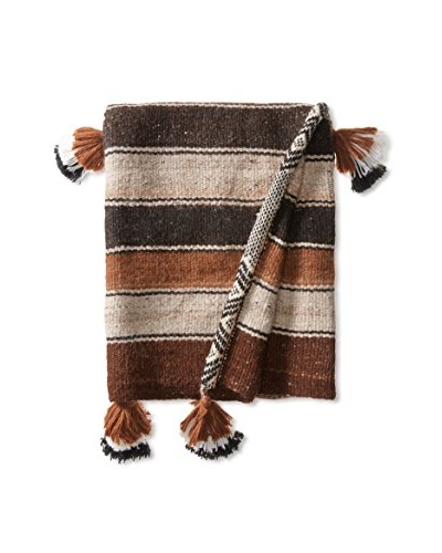 Nomadic Thread Society Pisac Alpaca Manta Throw, Earth Tone Stripe/Neon Trim