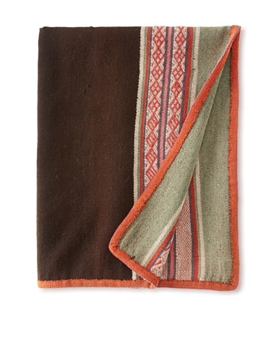 Nomadic Thread Society Peruvian Manta/Throw, Chocolate/Orange/Seafoam