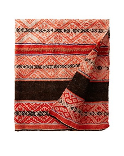 Nomadic Thread Society Peruvian Vintage Manta Throw, Earth Tone/Pink