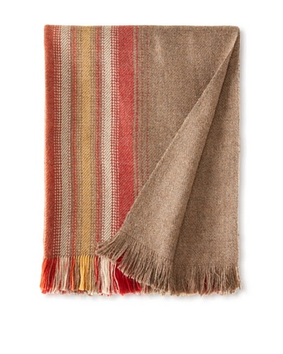 Nomadic Thread Society Alpaca Blanket, Warm Taupe/Red/Pink/Gold