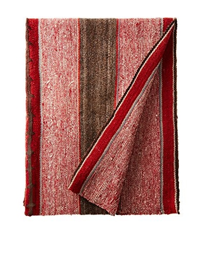 Nomadic Thread Society Peruvian Vintage Manta Throw, Earth Tone/Pink