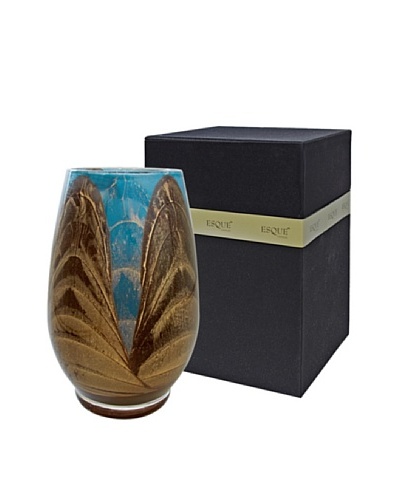 Northern Lights Candles Esque Harmony Candle & Floral Vase, Mahogany/Turquoise